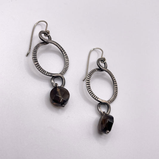 Silpada 925 Sterling Silver Faceted Brown Smokey Quartz Dangle Earrings