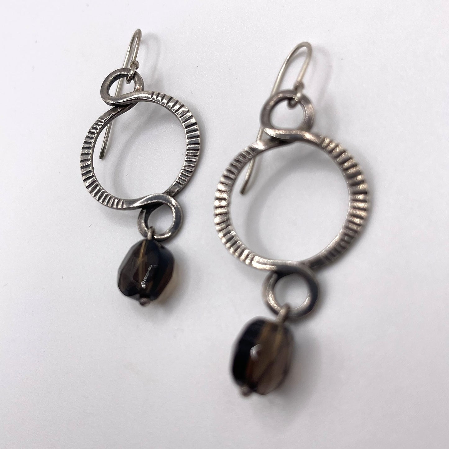 Silpada 925 Sterling Silver Faceted Brown Smokey Quartz Dangle Earrings