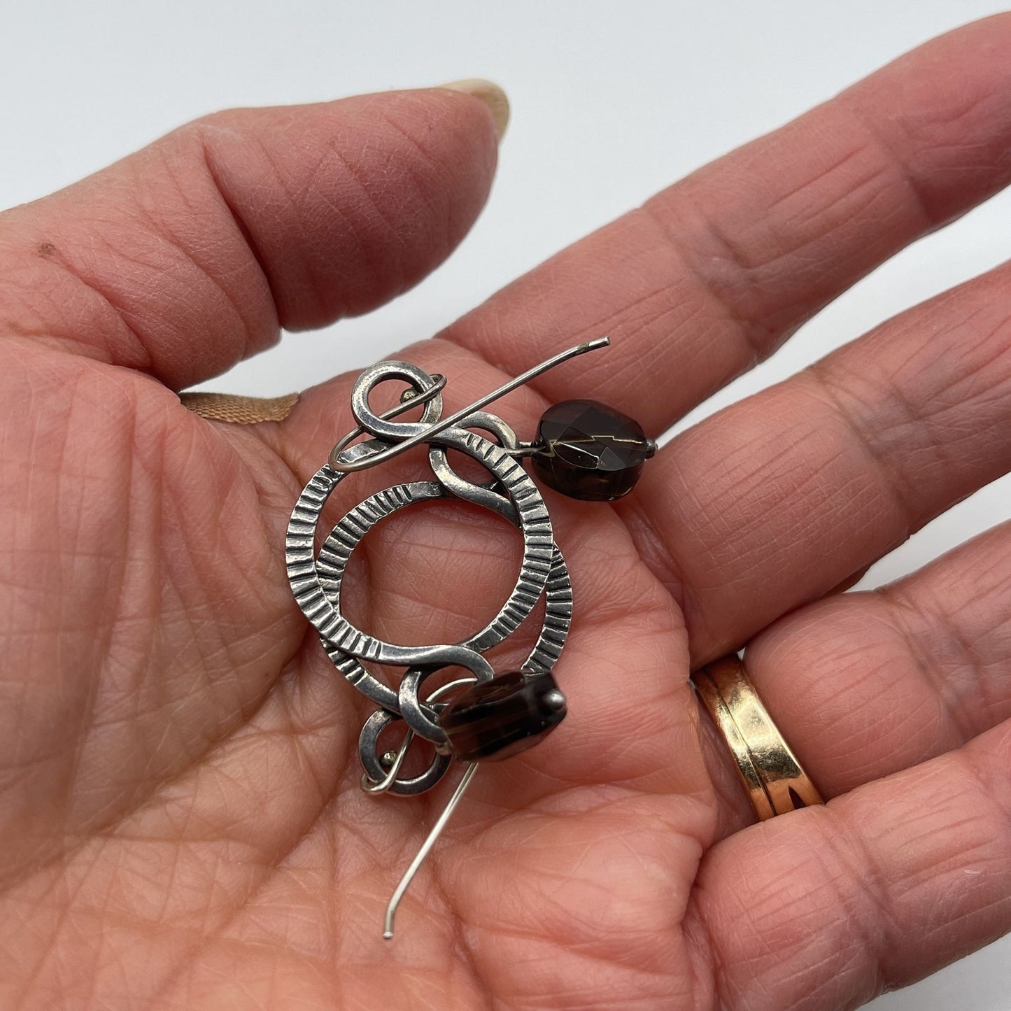 Silpada 925 Sterling Silver Faceted Brown Smokey Quartz Dangle Earrings