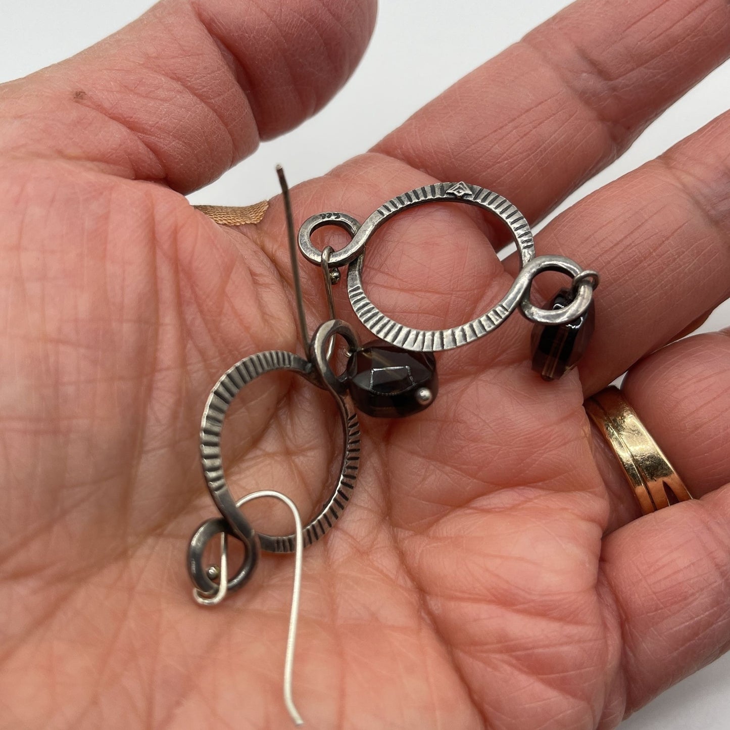 Silpada 925 Sterling Silver Faceted Brown Smokey Quartz Dangle Earrings