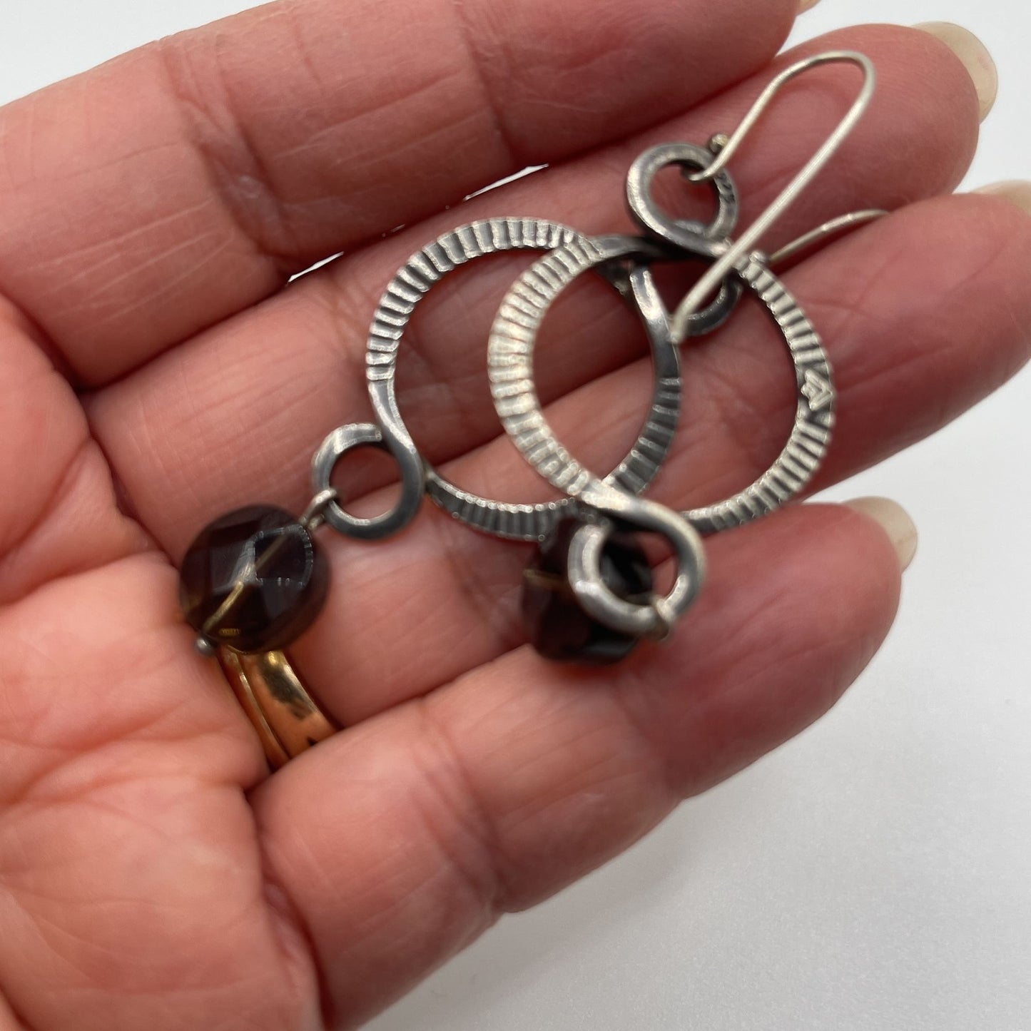 Silpada 925 Sterling Silver Faceted Brown Smokey Quartz Dangle Earrings