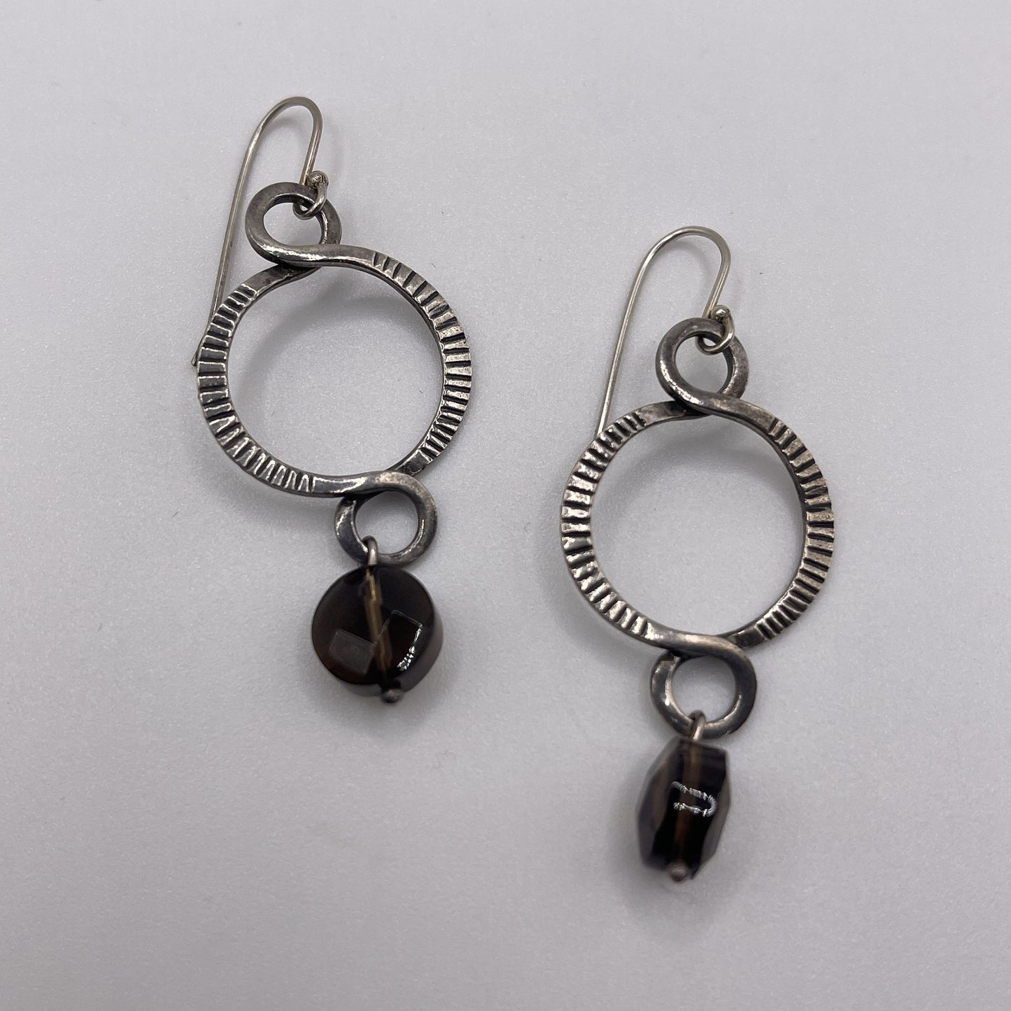 Silpada 925 Sterling Silver Faceted Brown Smokey Quartz Dangle Earrings