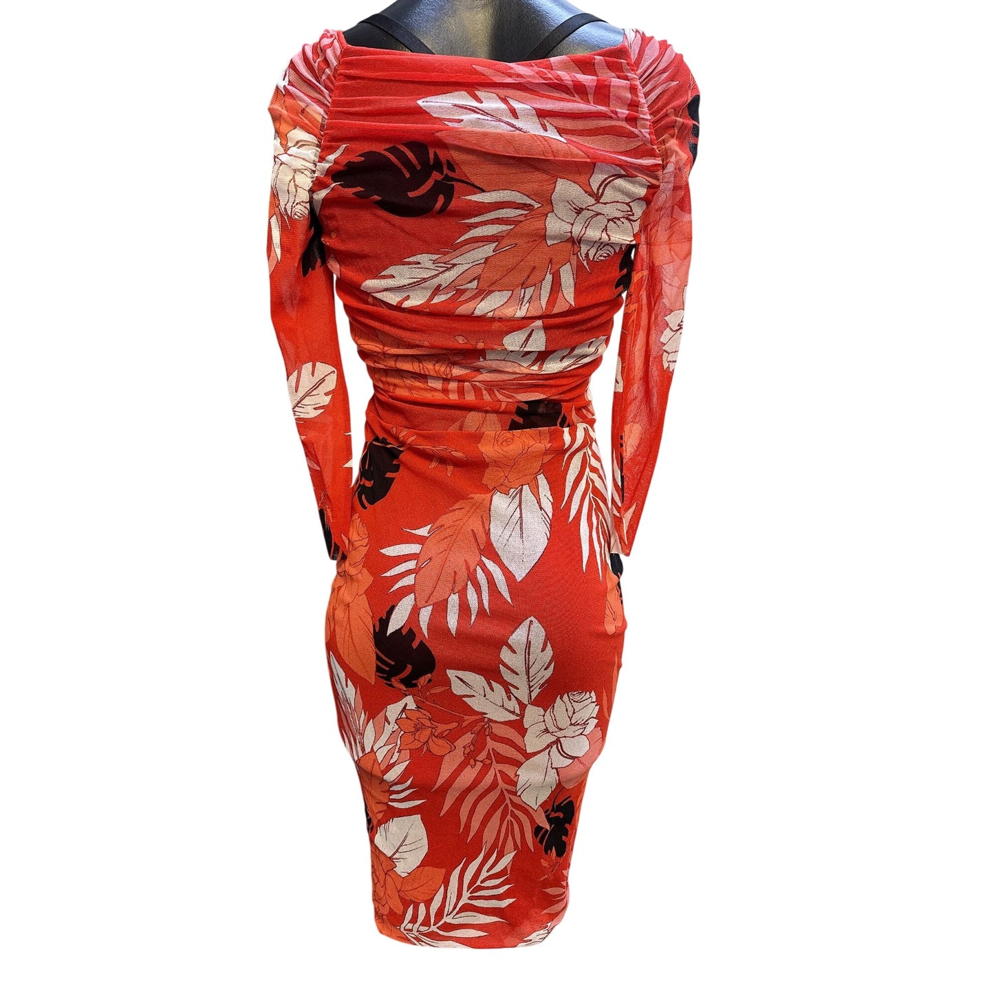 FUZZI Floral Print Long Sleeve Red Wrap Dress S