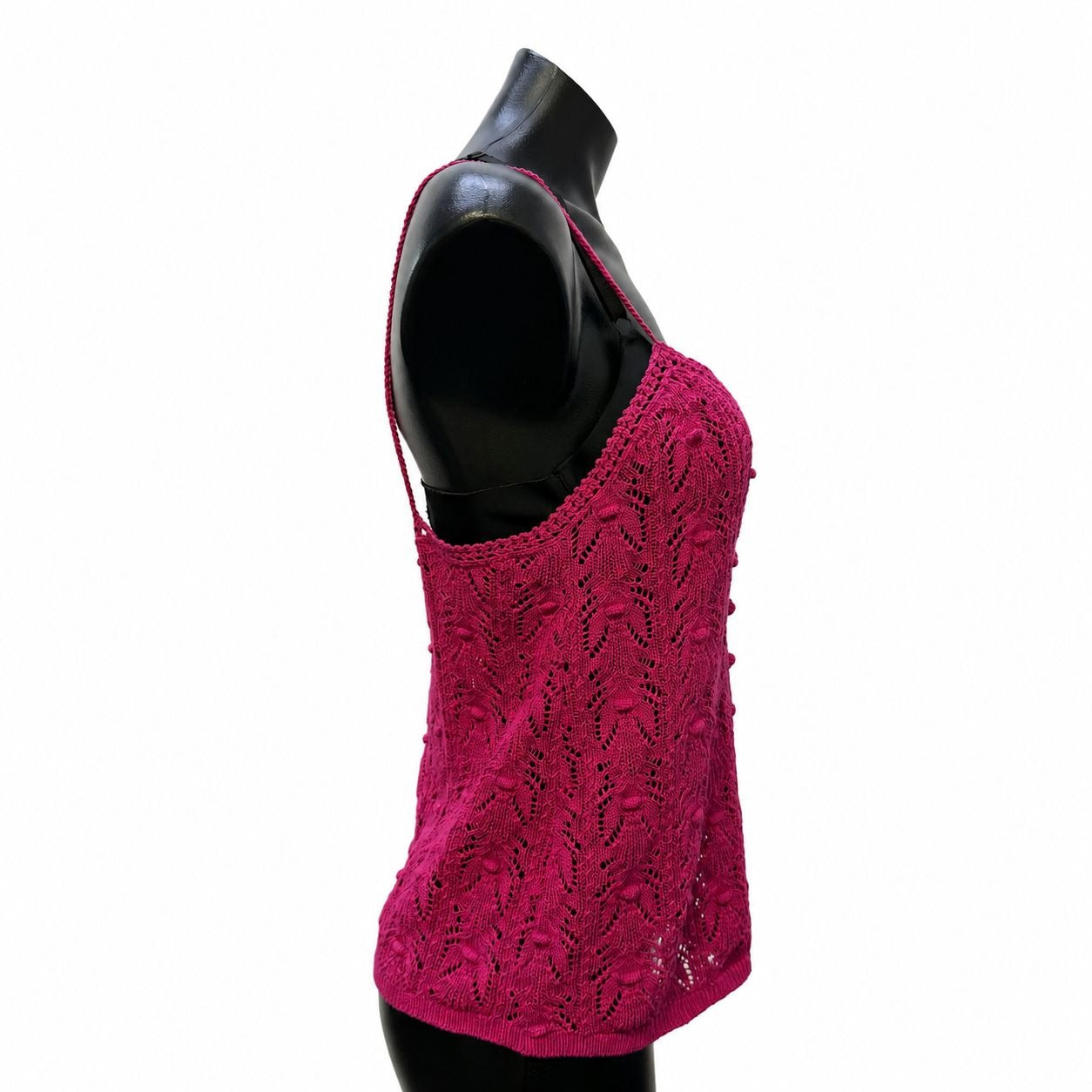 Sézane La Maille Pink Lace Knit Blouse Cotton Blend Button Front Top XS