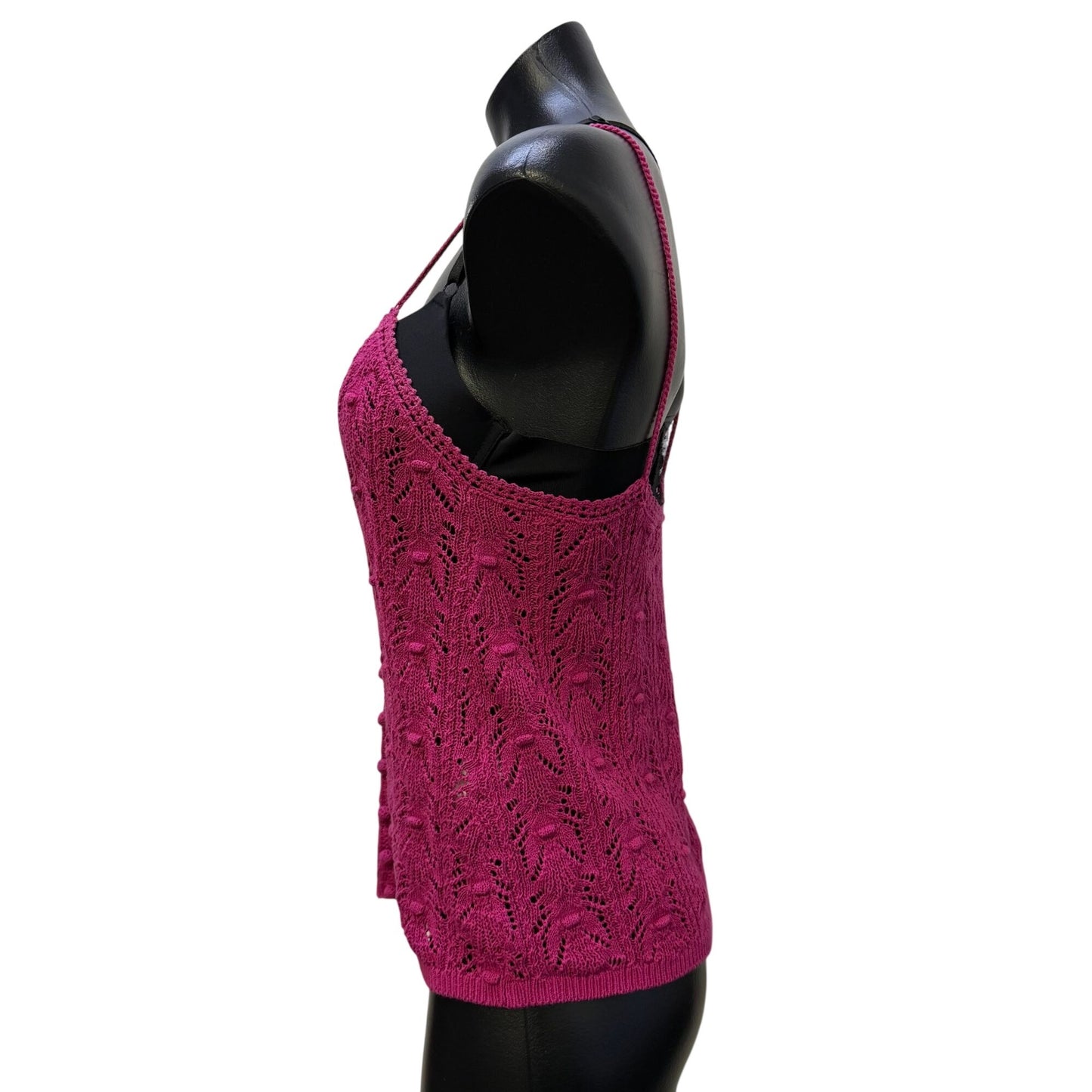 Sézane La Maille Pink Lace Knit Blouse Cotton Blend Button Front Top XS