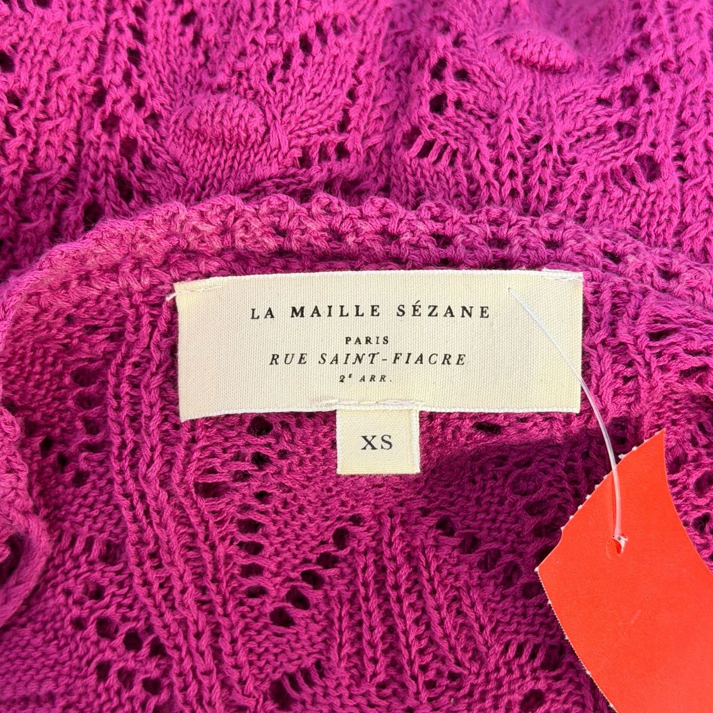 Sézane La Maille Pink Lace Knit Blouse Cotton Blend Button Front Top XS