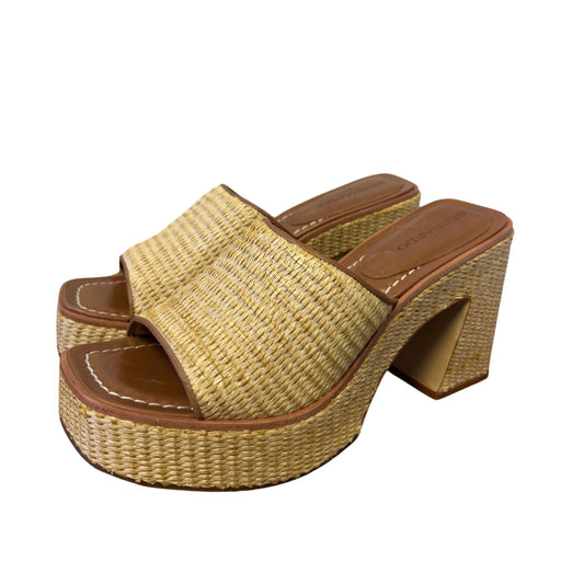 Bernardo Raffia Woven Block Heel Sandals Summer Shoes 9