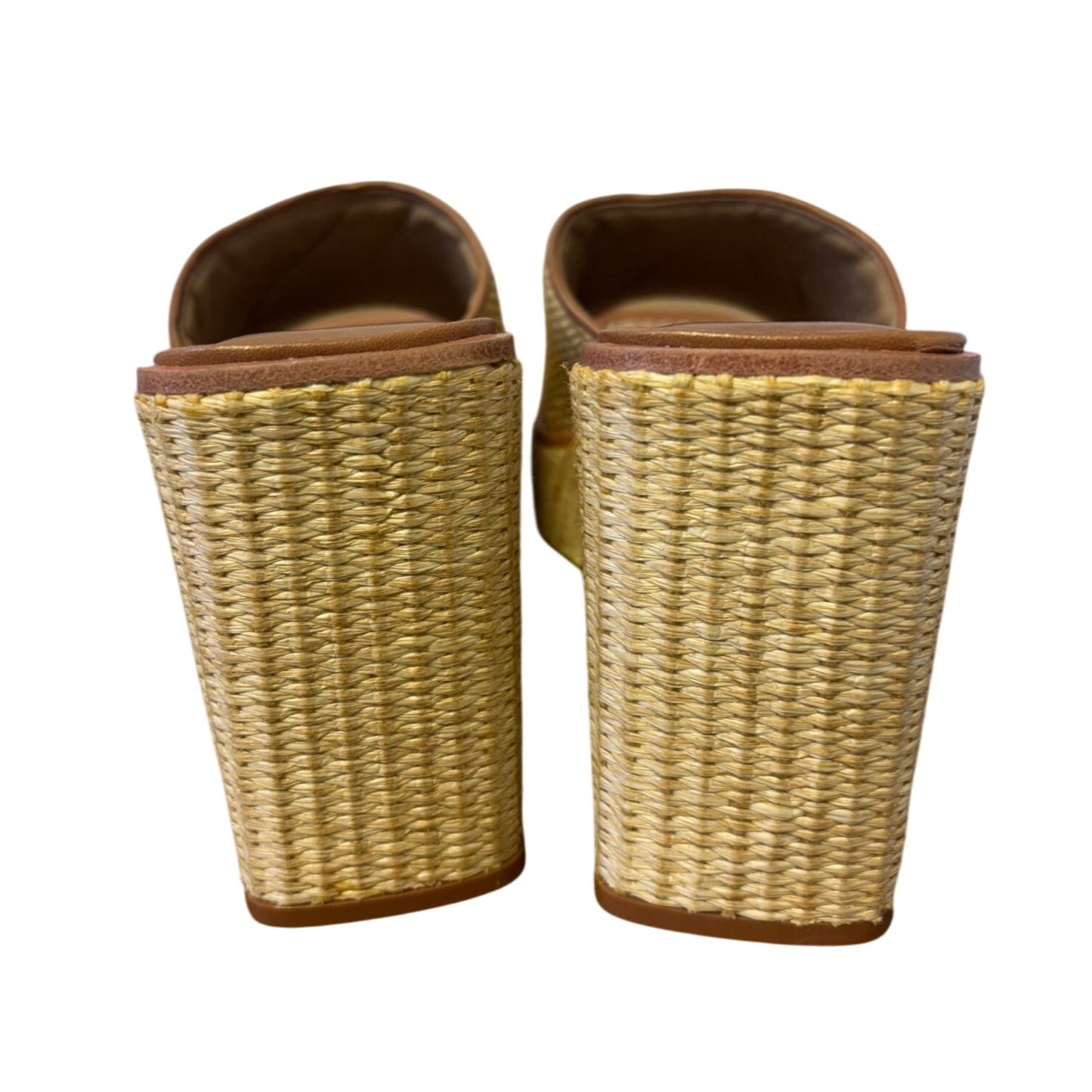 Bernardo Raffia Woven Block Heel Sandals Summer Shoes 9
