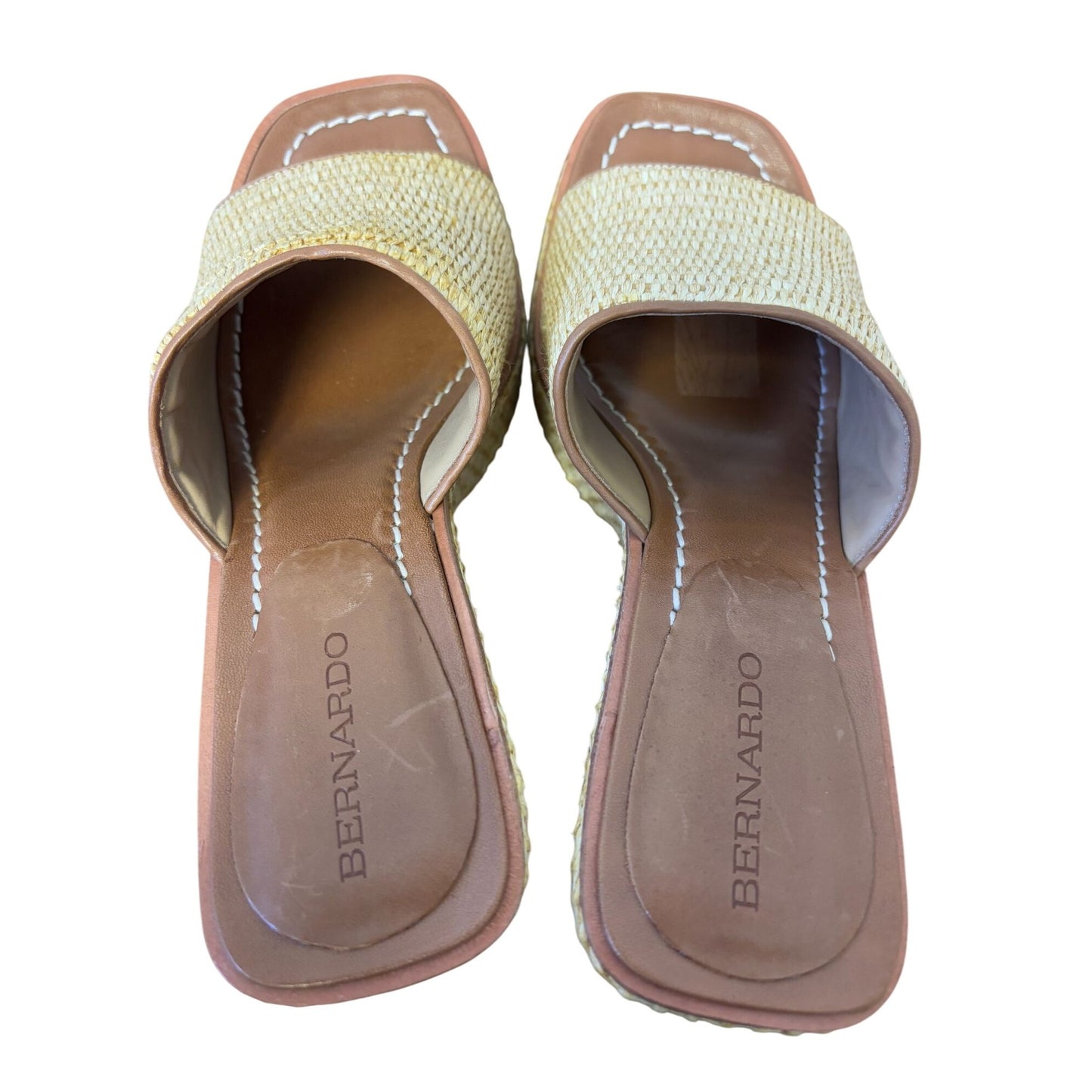 Bernardo Raffia Woven Block Heel Sandals Summer Shoes 9