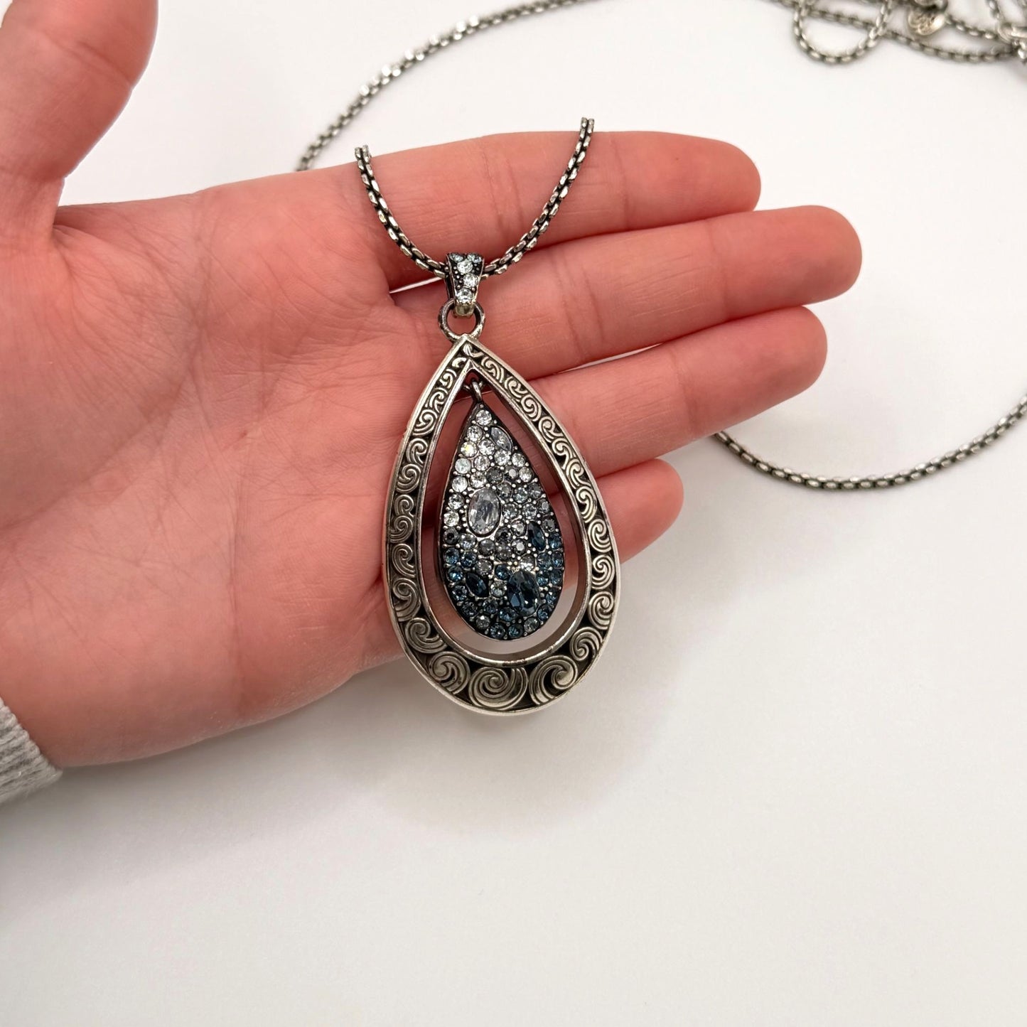 Brighton Crystal Voyage "Counting My Blessings" Teardrop Pendant Necklace