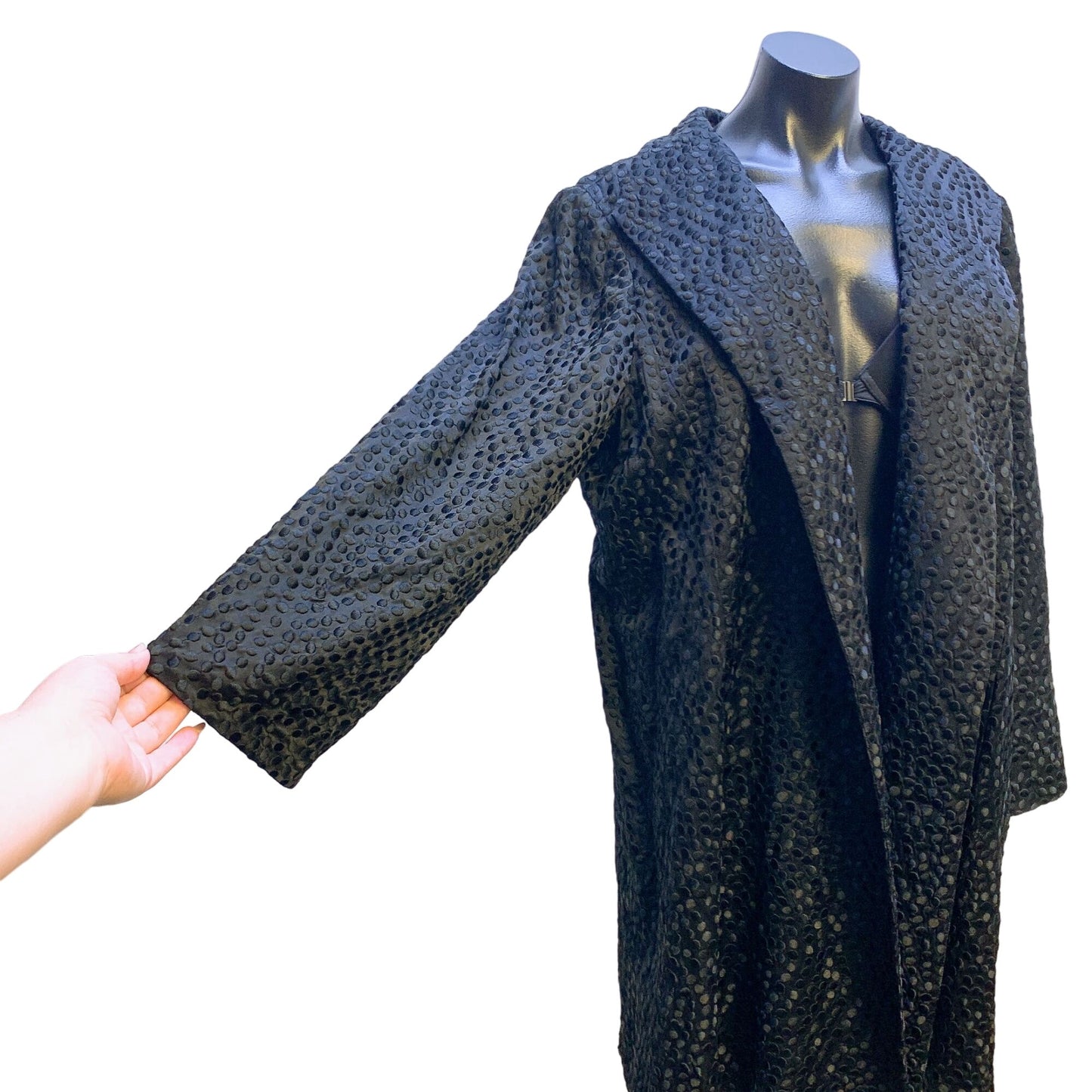 Eileen Fisher Womens Black Embroidered Textured Coat XL