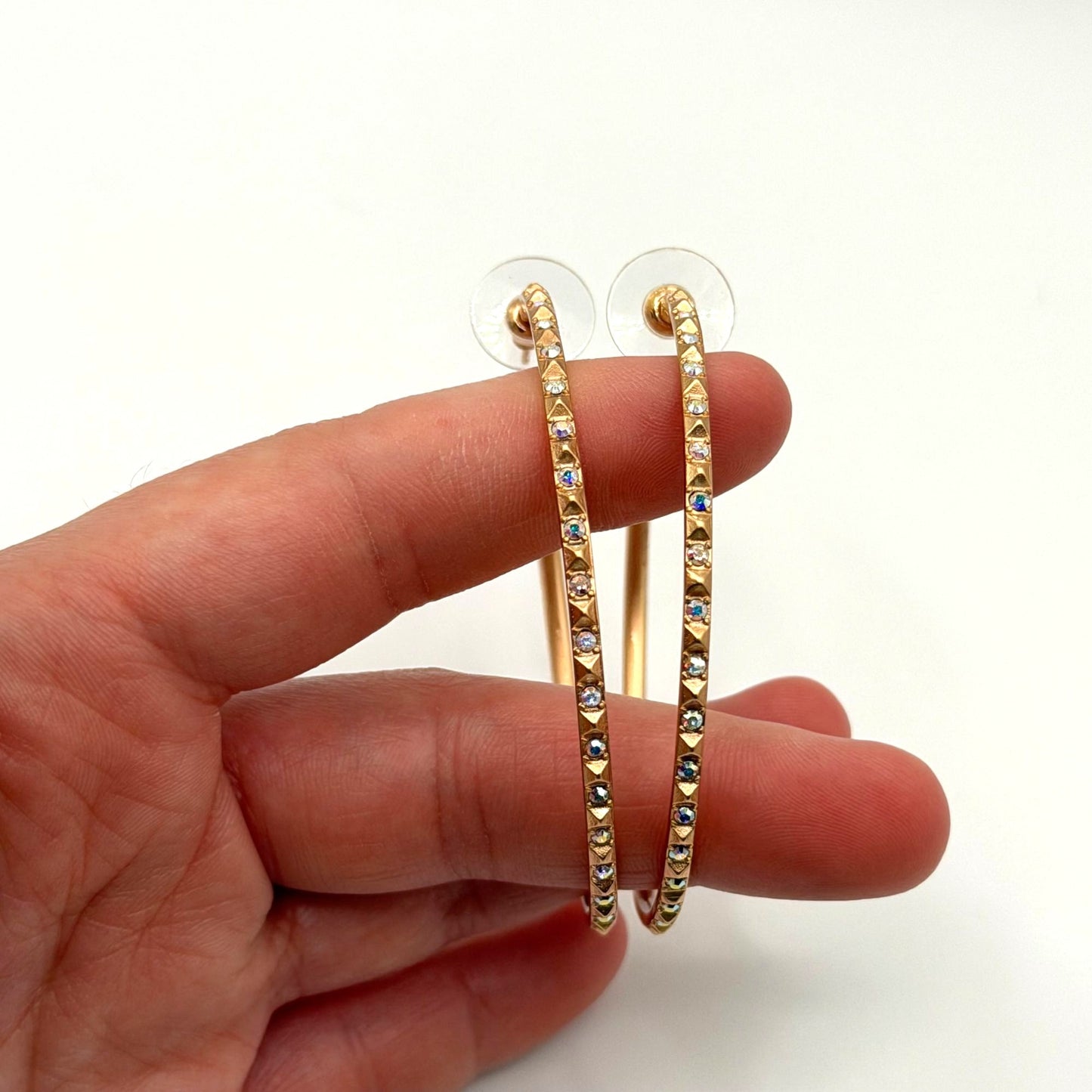 Kendra Scott Veronica Hoop Earrings Rose Gold Crystal Accents