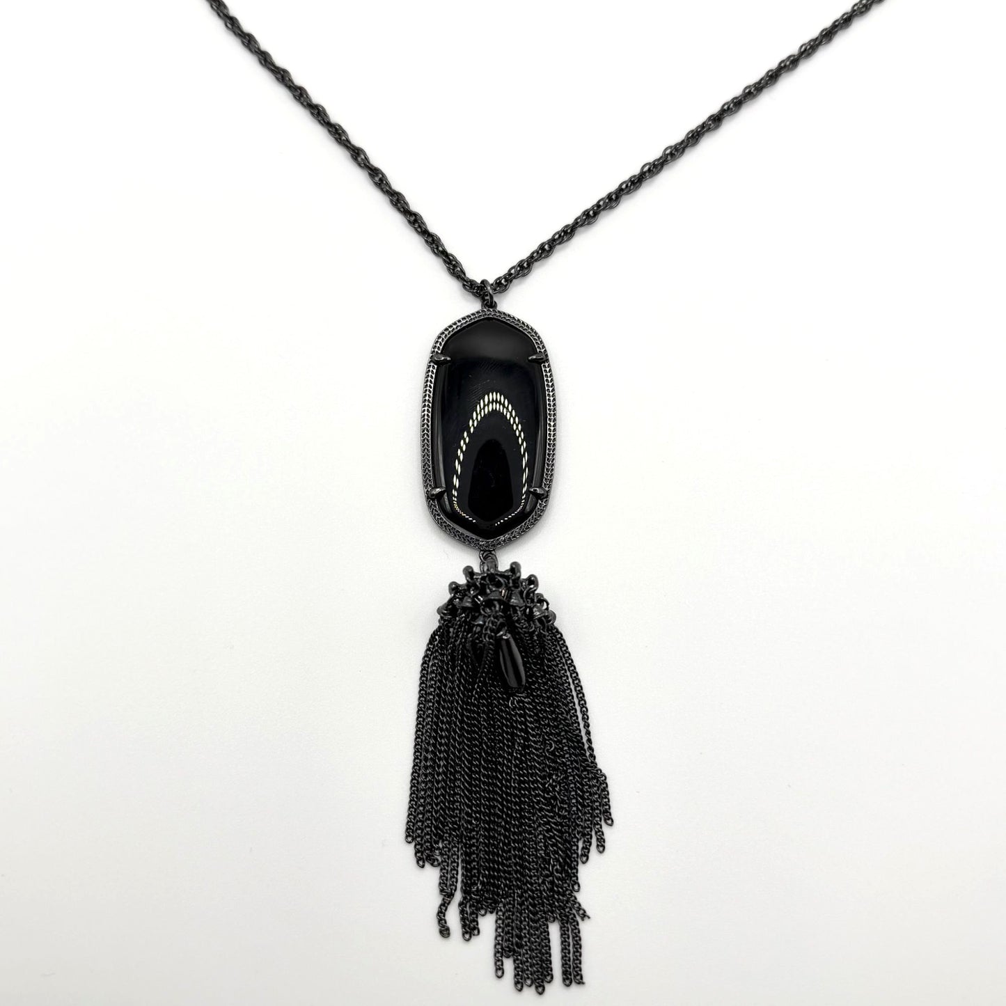 Kendra Scott Black Tassel Pendant Necklace With Long Chain