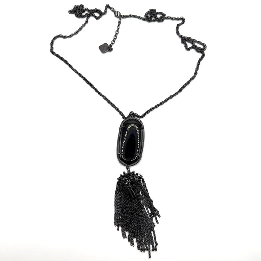 Kendra Scott Black Tassel Pendant Necklace With Long Chain