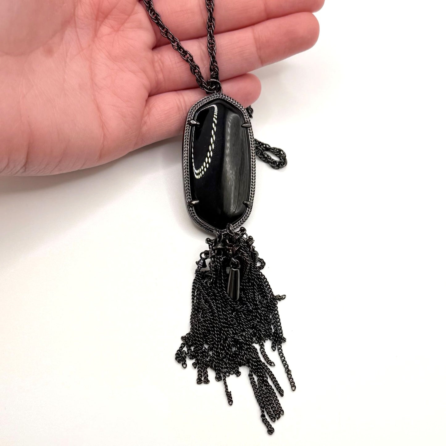 Kendra Scott Black Tassel Pendant Necklace With Long Chain