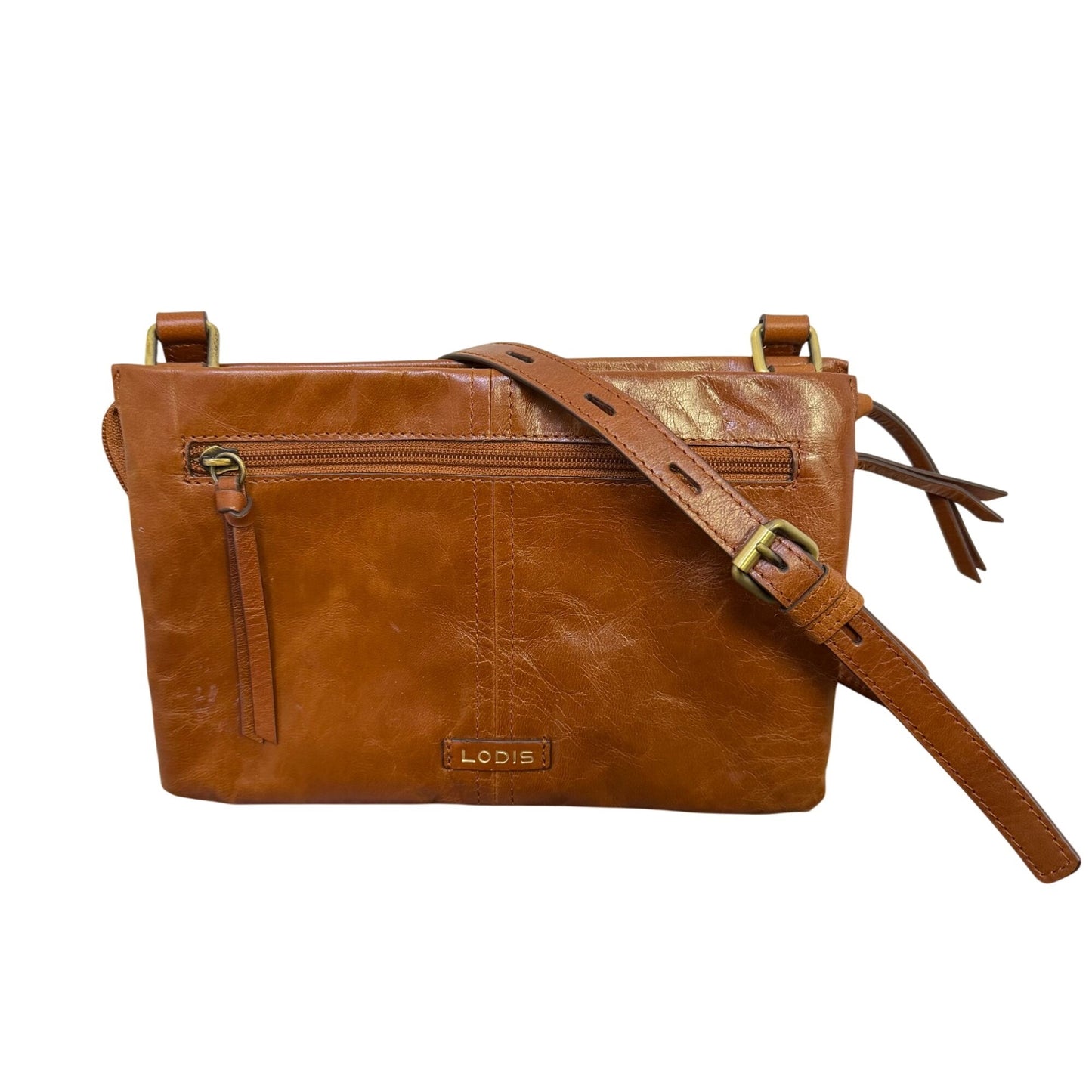 NWOT Lodis Brown Leather Crossbody Bag With Adjustable Strap