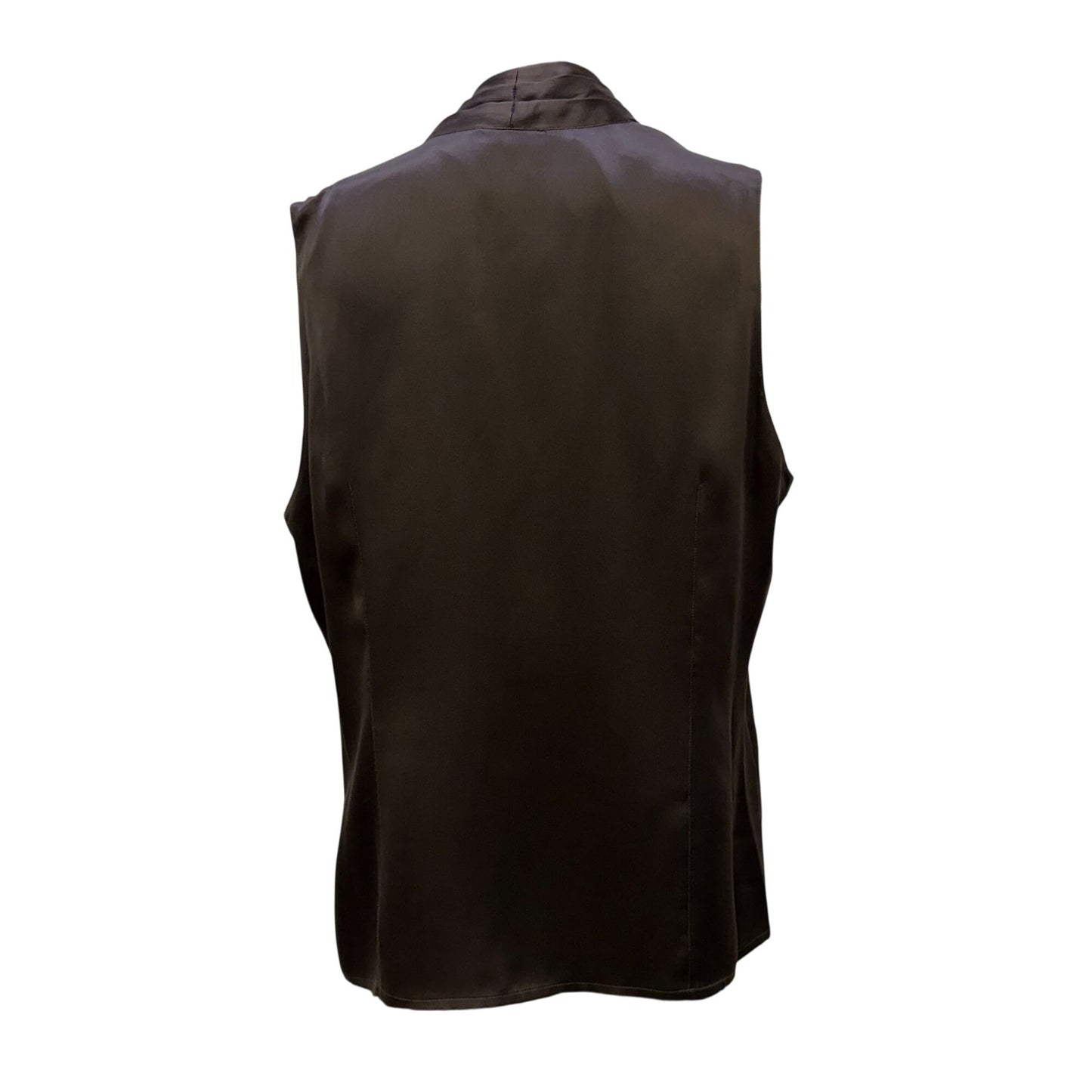 Escada Couture Brown Silk Sleeveless Blouse With Button Front Size 44/L