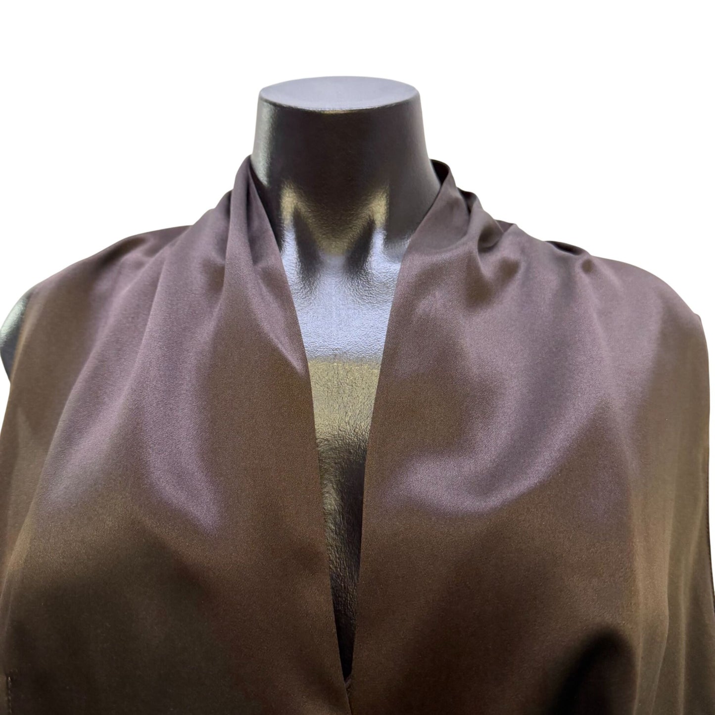 Escada Couture Brown Silk Sleeveless Blouse With Button Front Size 44/L