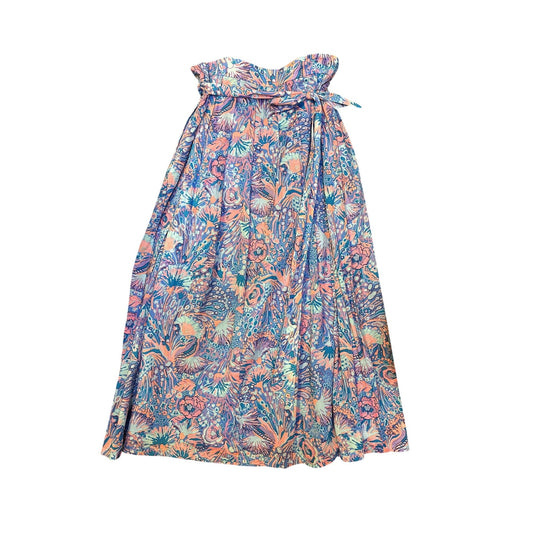 Talbots Blue & Pink Floral Maxi Skirt w/Waist Tie Size 16