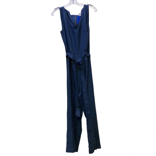 Eileen Fisher Blue Linen Jumpsuit W/Belted Size Small