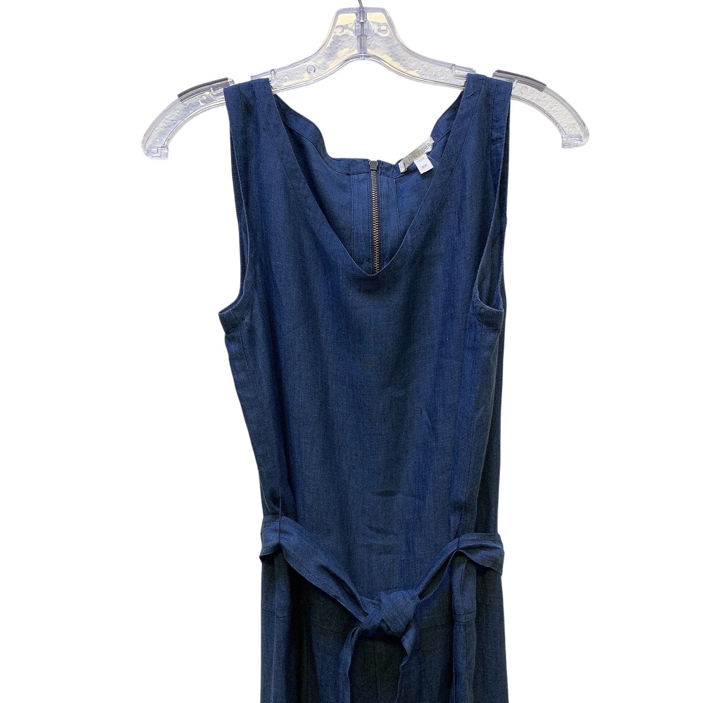 Eileen Fisher Blue Linen Jumpsuit W/Belted Size Small