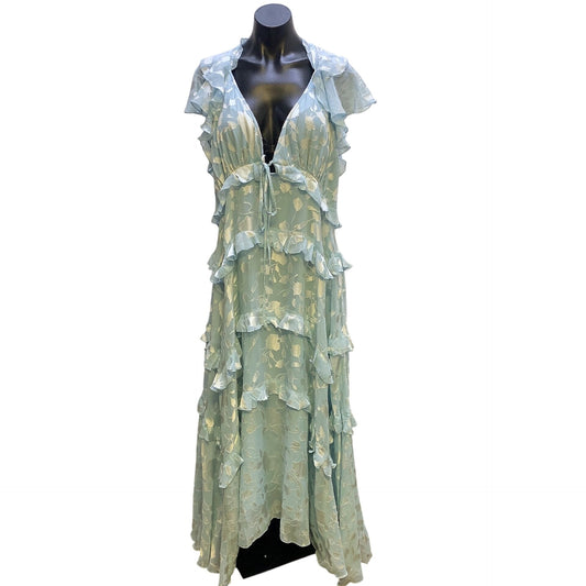 NWT Asos Design Blue Curve Tiered Ruffle Maxi Dress w/Floral Print Size 16