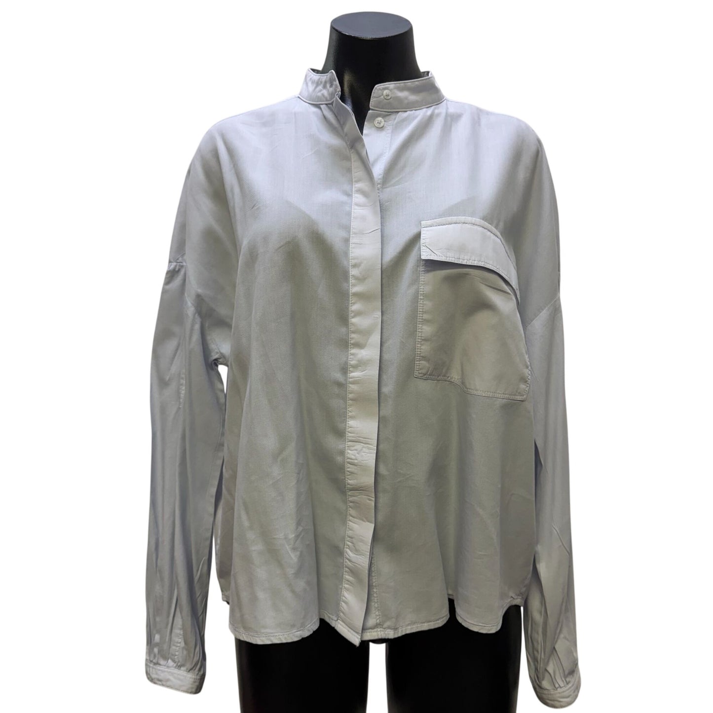 Marc O'Polo Light Blue Mandarin Collar Long-Sleeve Blouse Size 38/M