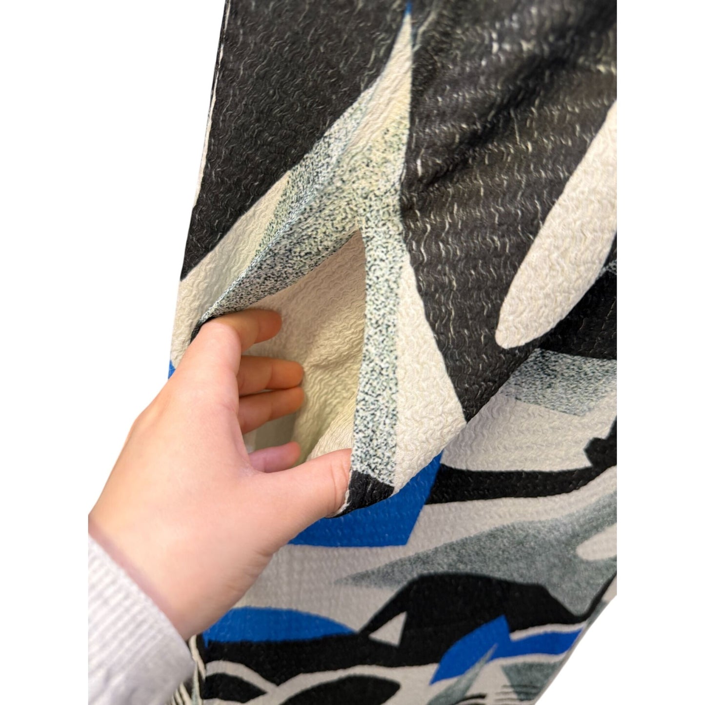 Inoah Abstract Print Sleeveless Midi Dress Black White Blue M