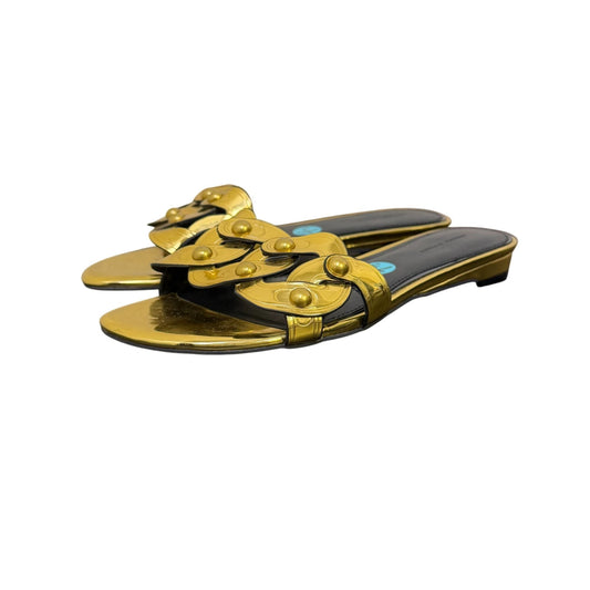 Rebecca Minkoff Gold Chain-Link Slide Sandals 7.5