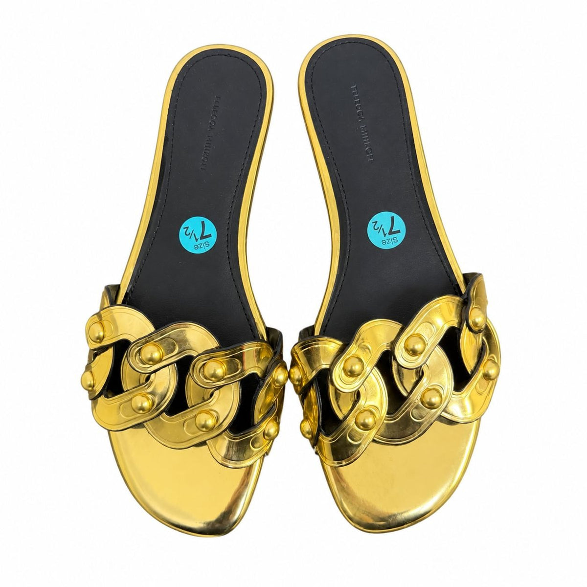 Rebecca Minkoff Gold Chain-Link Slide Sandals 7.5