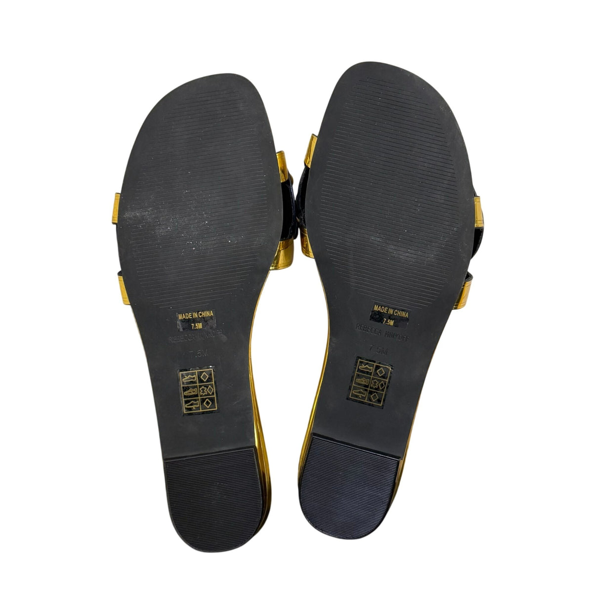 Rebecca Minkoff Gold Chain-Link Slide Sandals 7.5