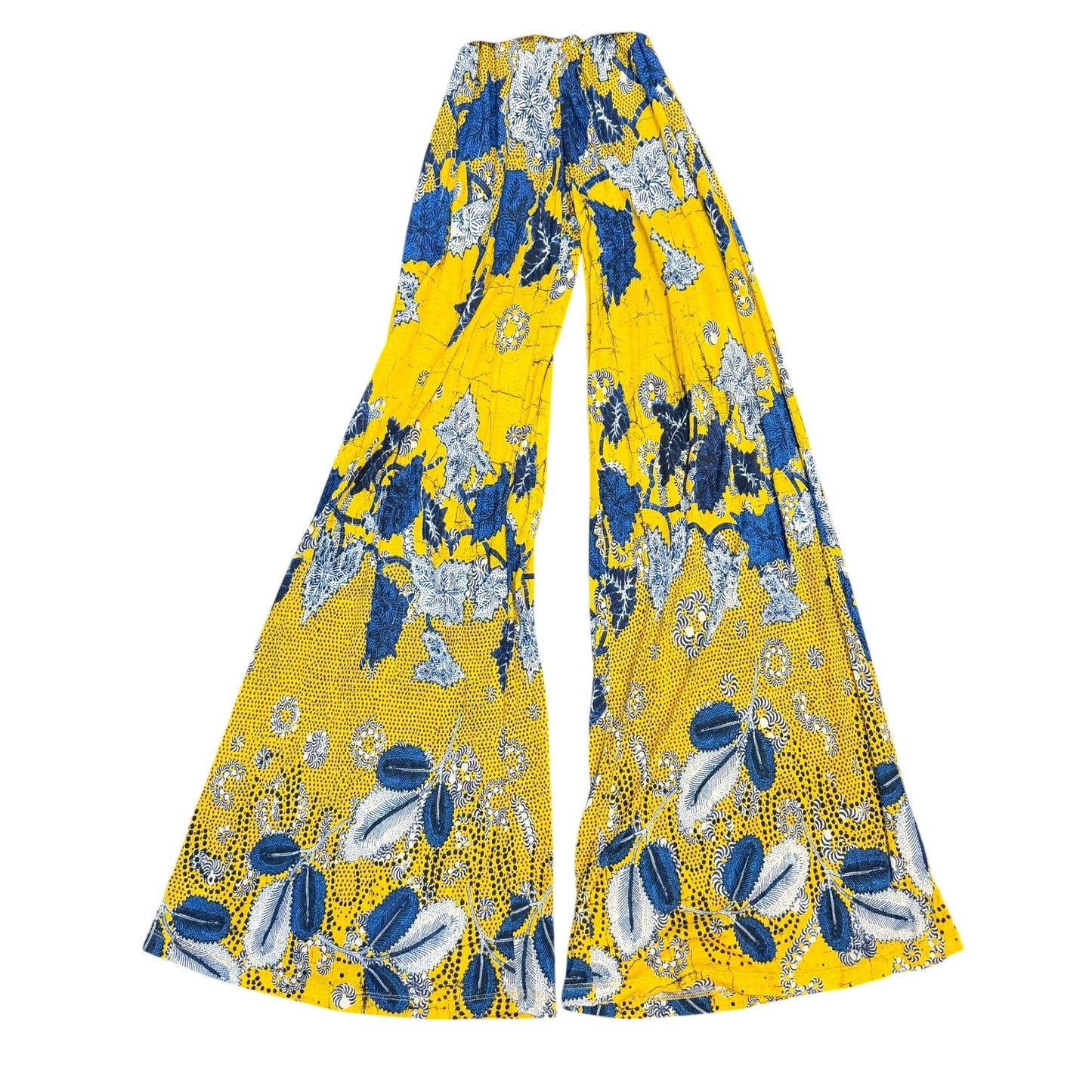 Jean Paul Gaultier Soleil Yellow & Navy Wide-Leg Pants Floral Pattern S