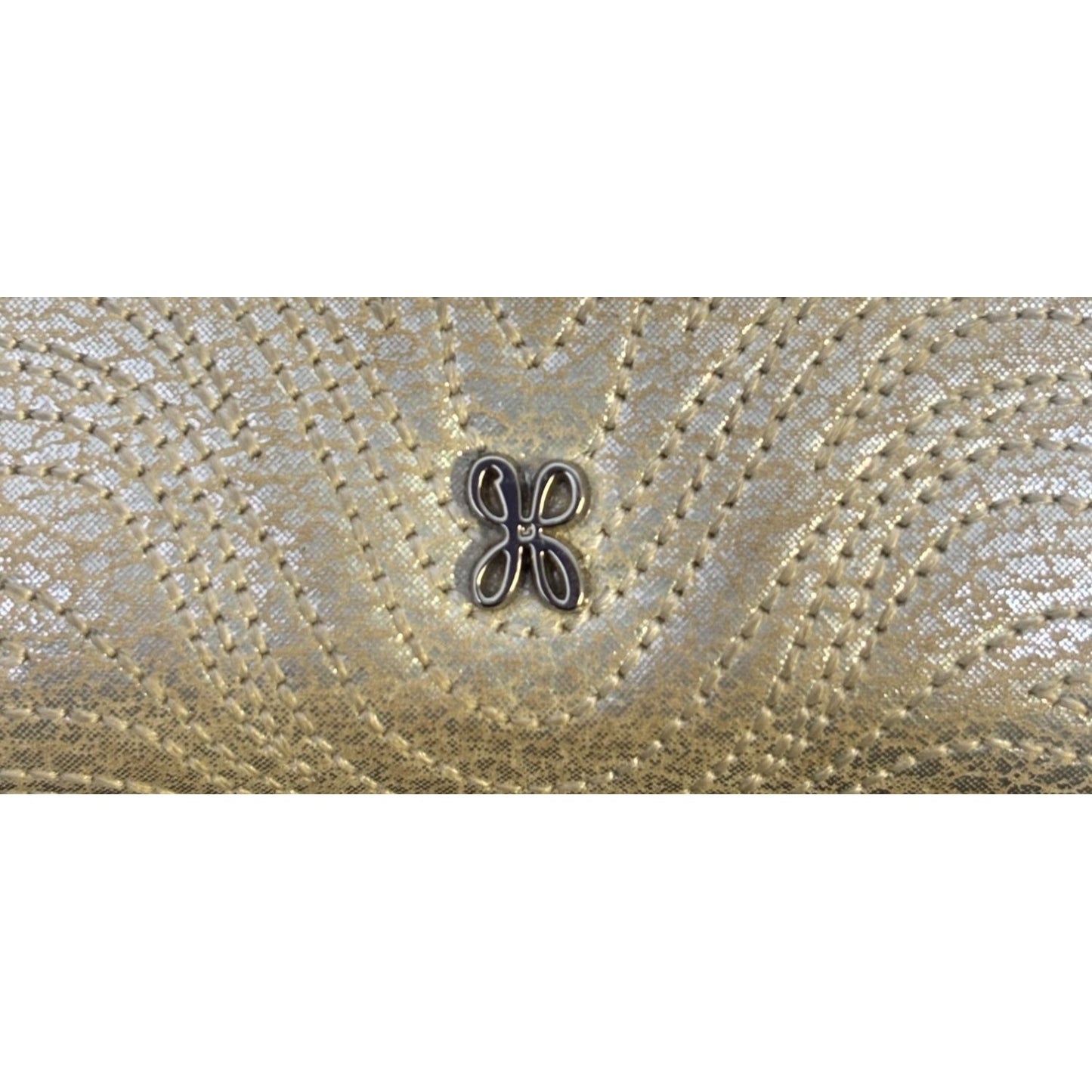 Hobo Gold Leather Zip Around Wallet With Tassel
