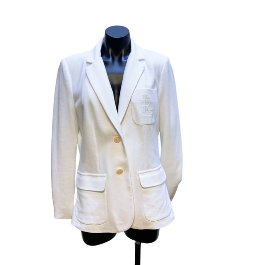 Ralph Lauren White Blazer With Embroidered Pocket L