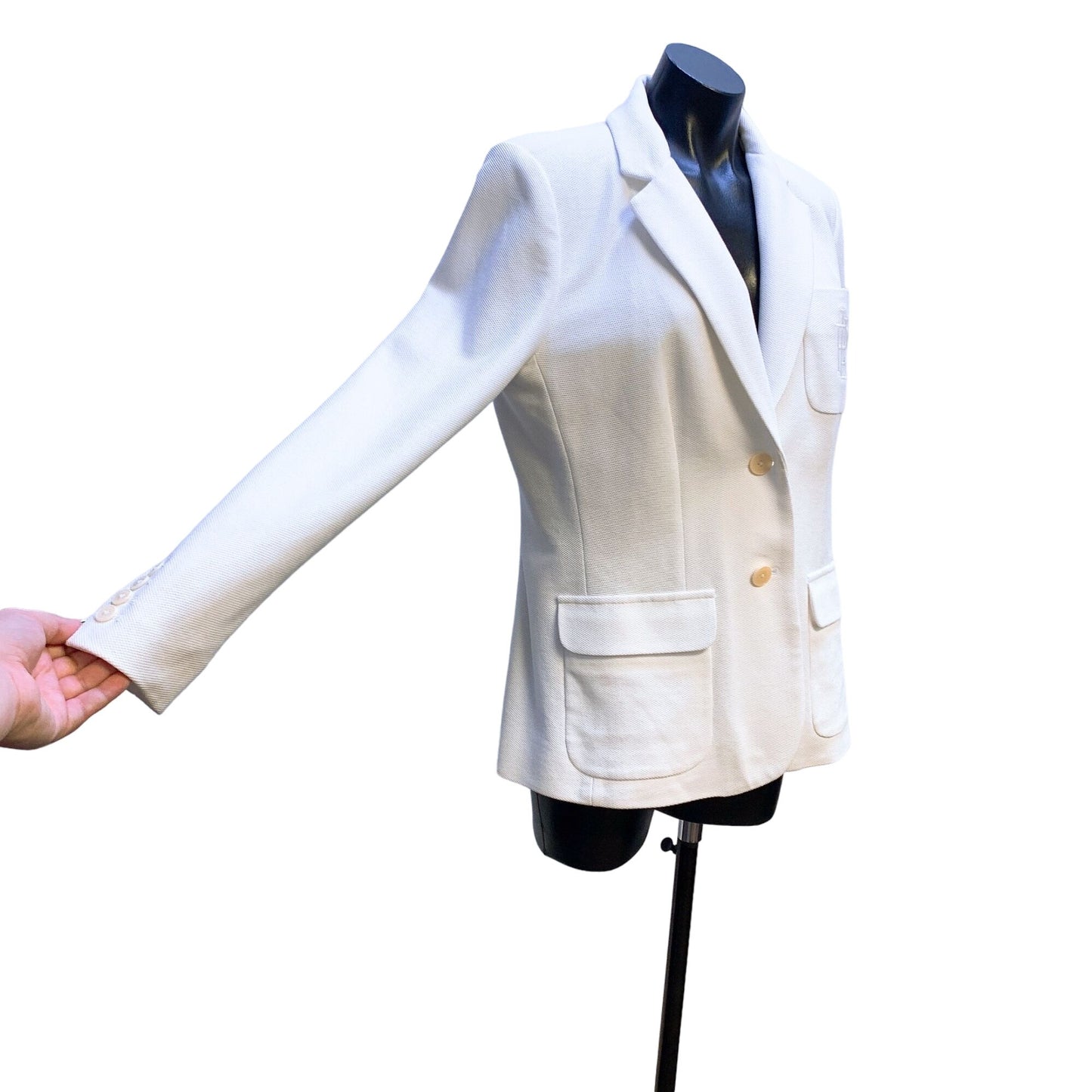 Ralph Lauren White Blazer With Embroidered Pocket L