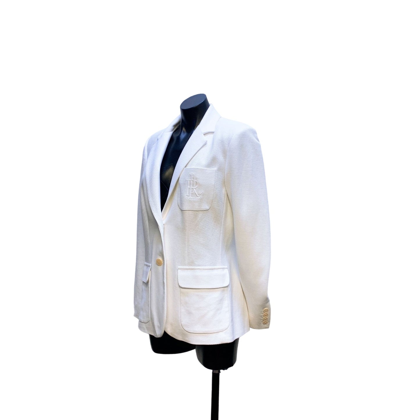 Ralph Lauren White Blazer With Embroidered Pocket L