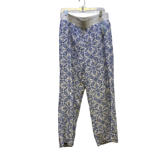 Soft Surroundings Blue & White Patterned Pants, Size Large