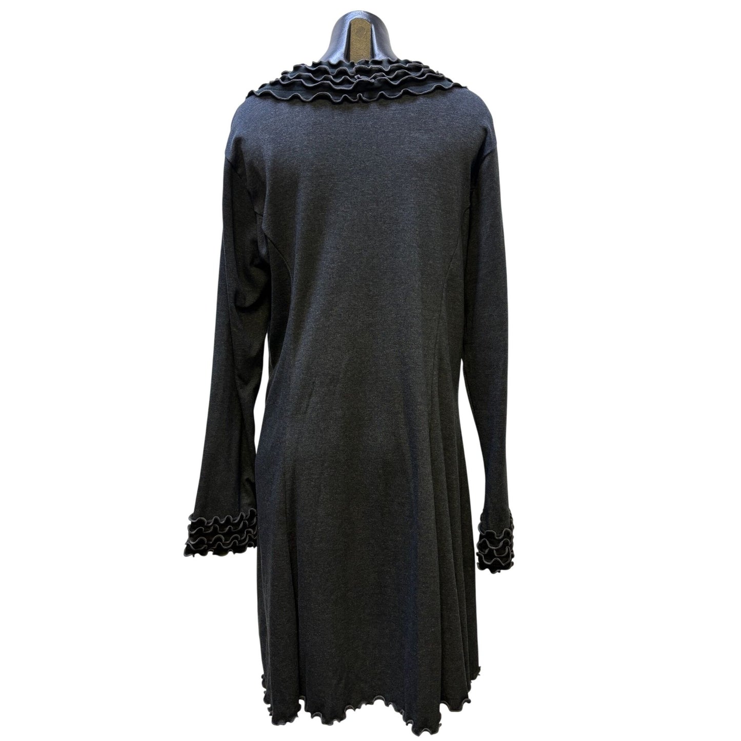 NWT Laura H Hlavac Gray Open Front Ruffled Edge Long Cardigan XL