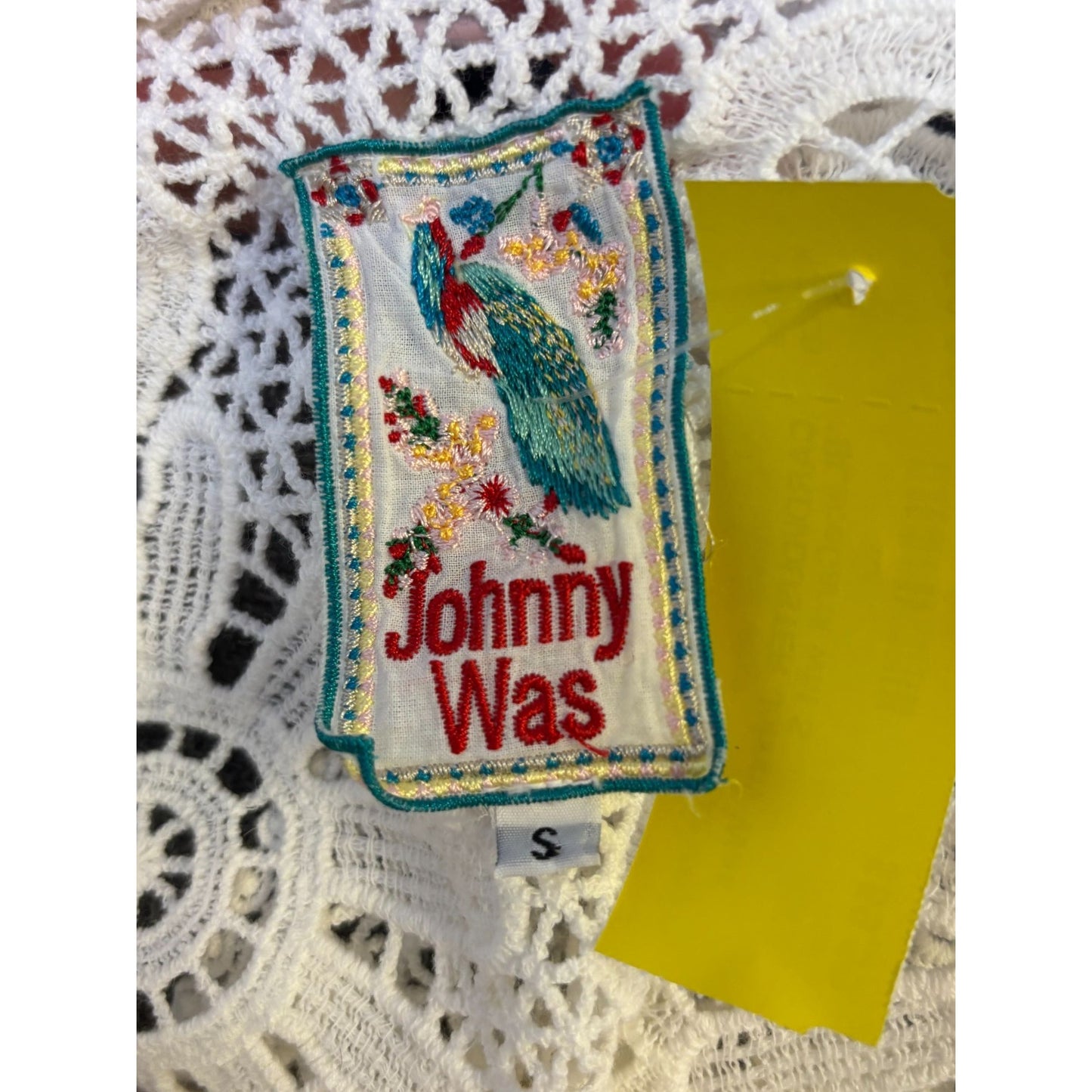 Johnny Was White Crochet Lace Open Cardigan Vest Boho Chic S