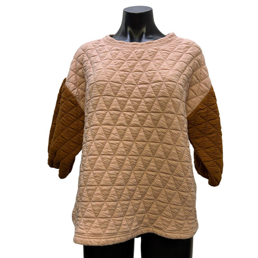 See And Be Seen 2pc Blouse & Shorts Pink Brown M