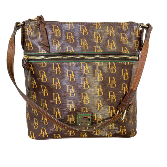Dooney & Bourke Brown DB Logo Shoulder Bag With Adjustable Strap