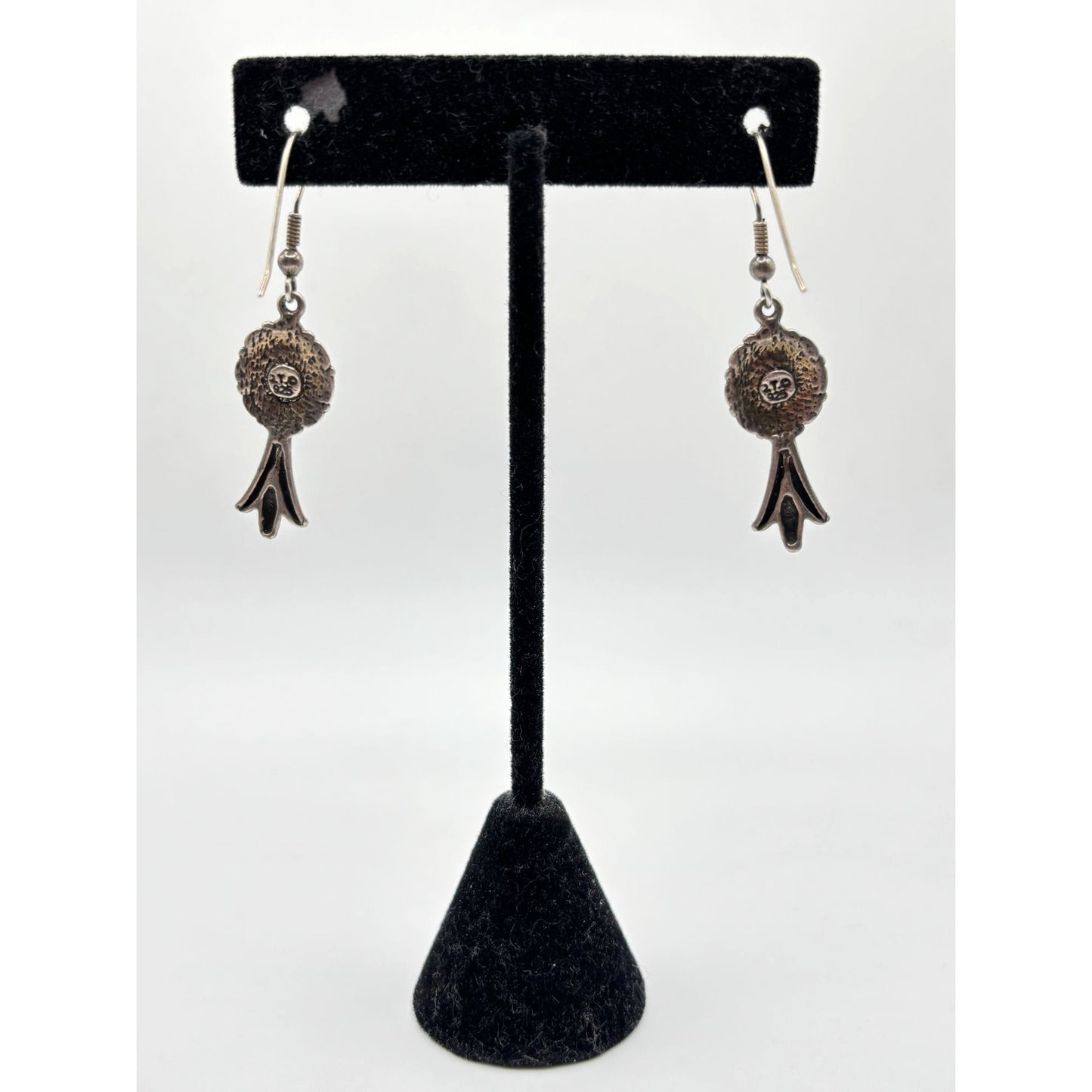 Vintage 925 Sterling Silver Lapis Stone Dangle Earrings