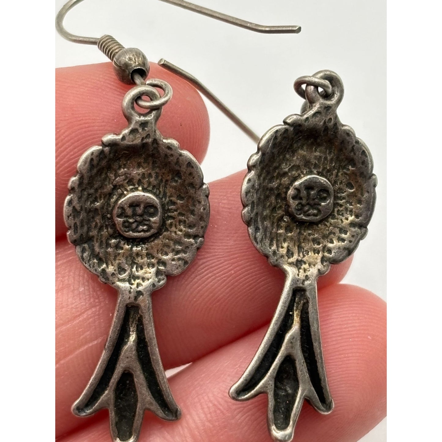 Vintage 925 Sterling Silver Lapis Stone Dangle Earrings