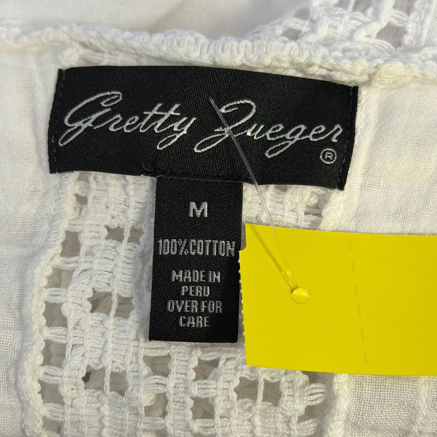 Gretty Zueger White Crochet Embroidered Open Cardigan M