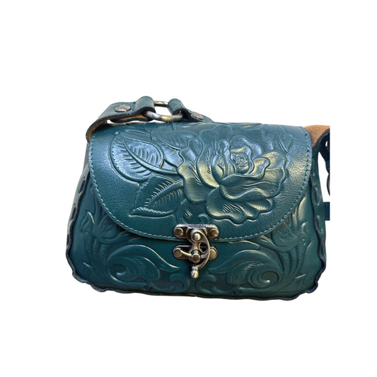 Patricia Nash Blue Coral Embossed Leather Crossbody Bag Size Small