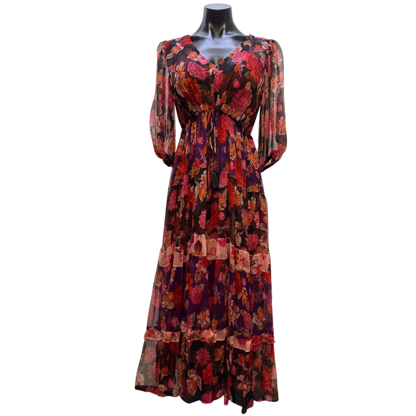 Johnny Was Jade Floral Maxi Dress & Slip Red Multi S