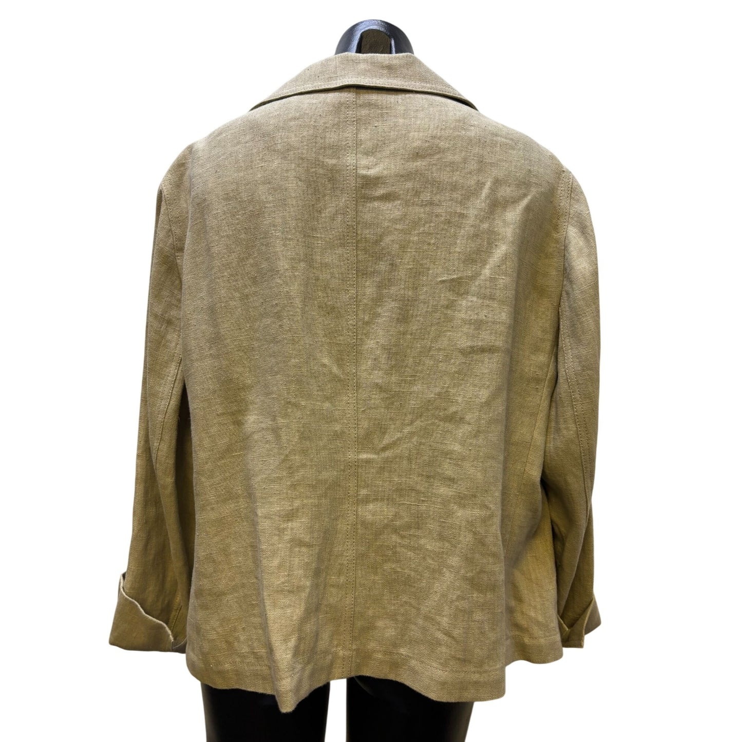 NWT Akris Punto Khaki Linen Jacket Open Front Lightweight XL