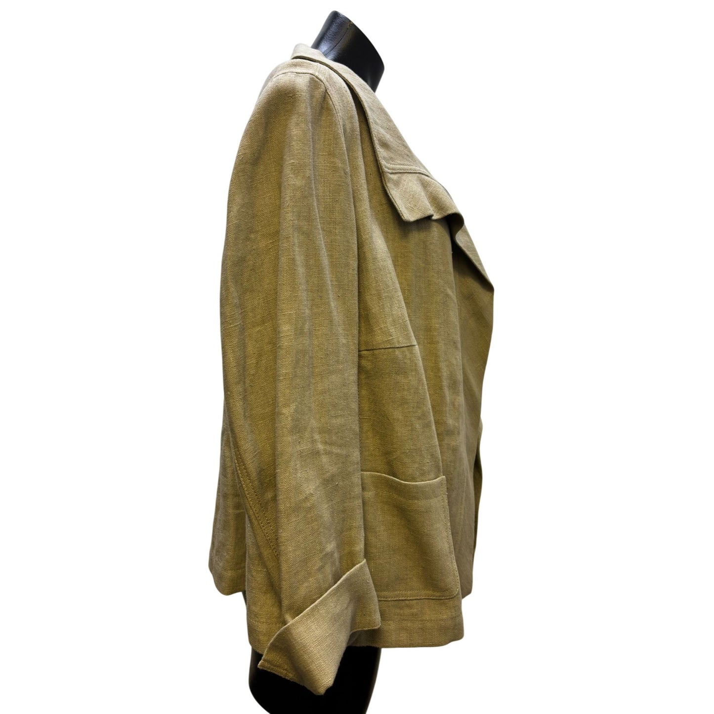 NWT Akris Punto Khaki Linen Jacket Open Front Lightweight XL