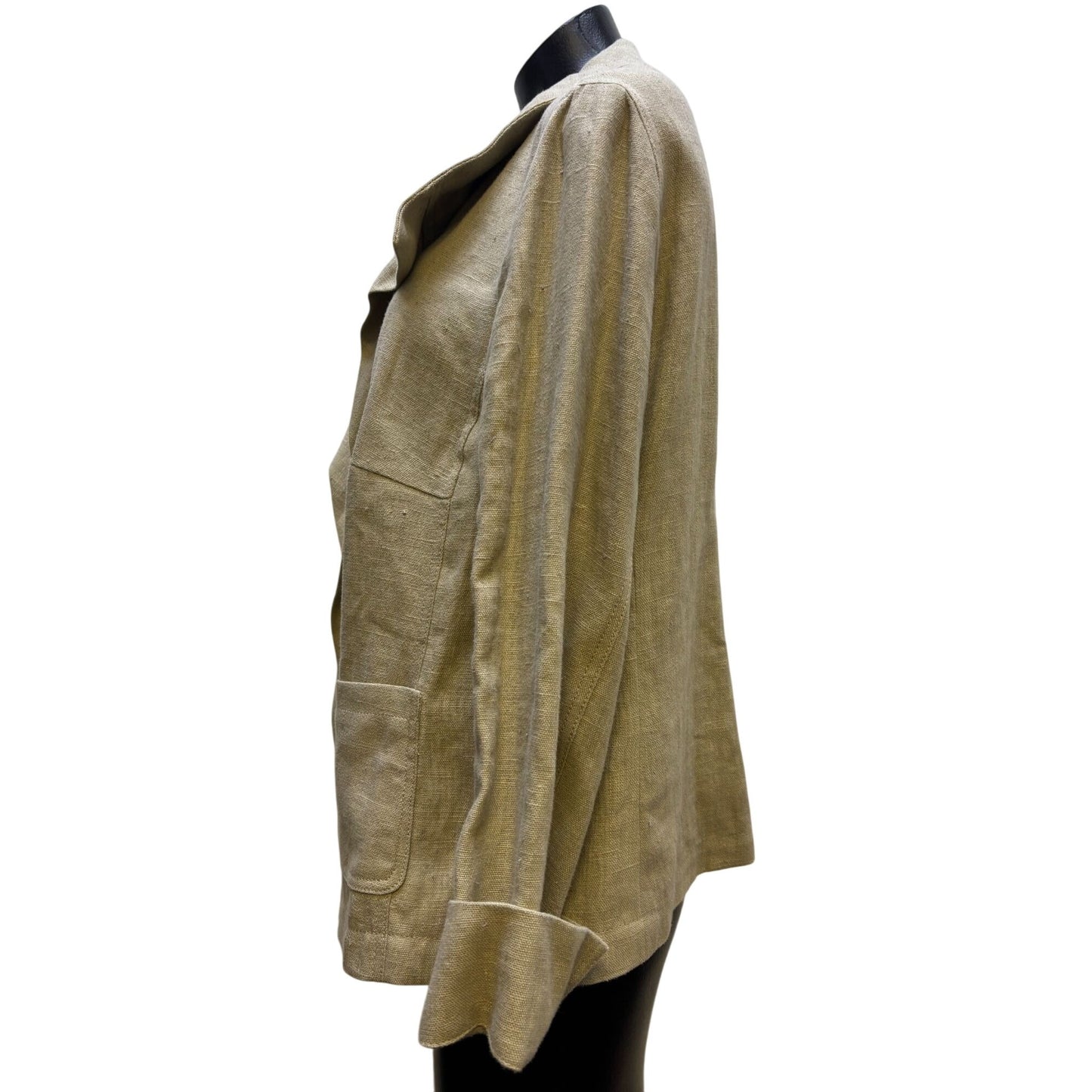 NWT Akris Punto Khaki Linen Jacket Open Front Lightweight XL