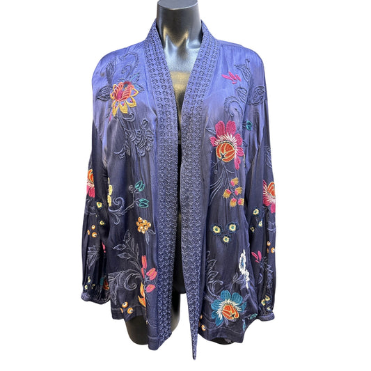 Johnny Was Workshop Vintage Embroidered Floral Kimono Jacket XL